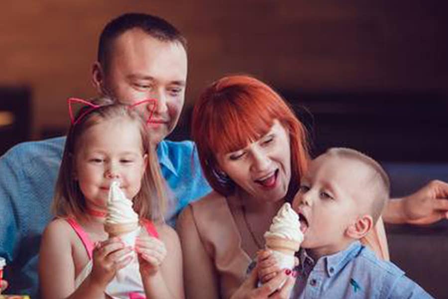 family eating ice cream